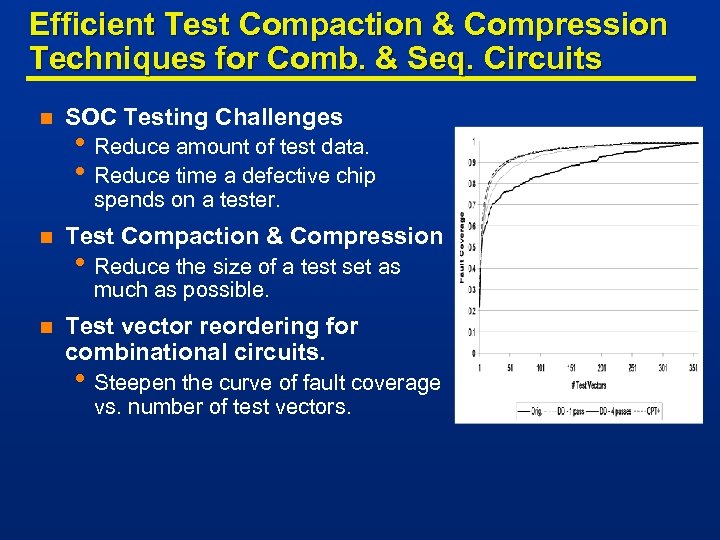 Efficient Test Compaction & Compression Techniques for Comb. & Seq. Circuits n SOC Testing