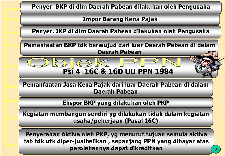 Penyer. BKP di dlm Daerah Pabean dilakukan oleh Pengusaha Impor Barang Kena Pajak Penyer.