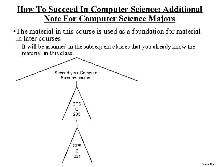 How To Succeed In Computer Science: Additional Note For Computer Science Majors • The