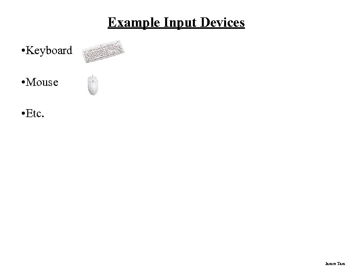 Example Input Devices • Keyboard • Mouse • Etc. James Tam 