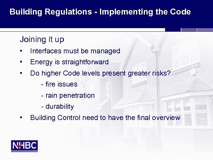 Building Regulations — Implementing The Code Neil Cooper