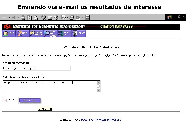 Enviando via e-mail os resultados de interesse 