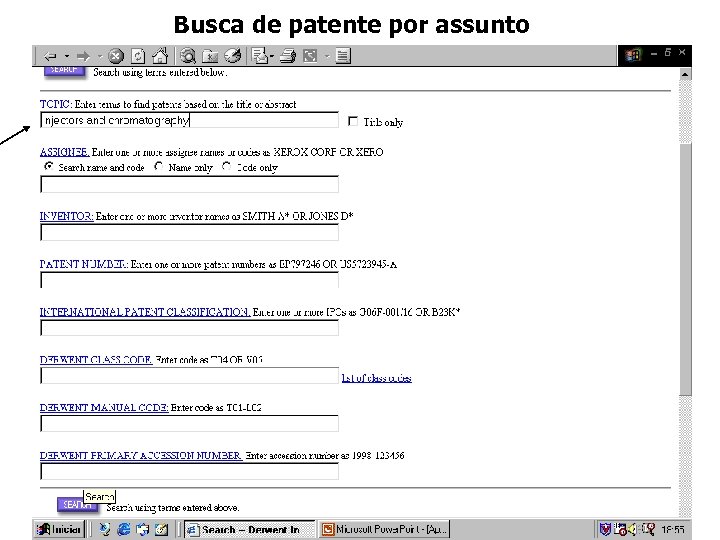 Busca de patente por assunto 