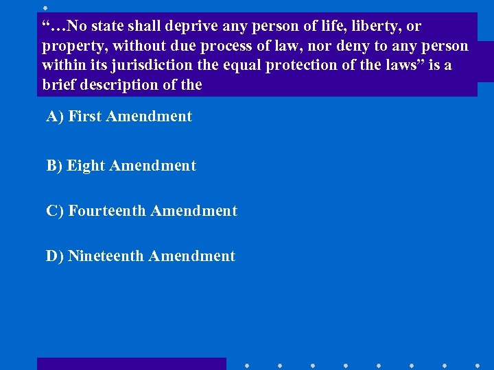 “…No state shall deprive any person of life, liberty, or property, without due process