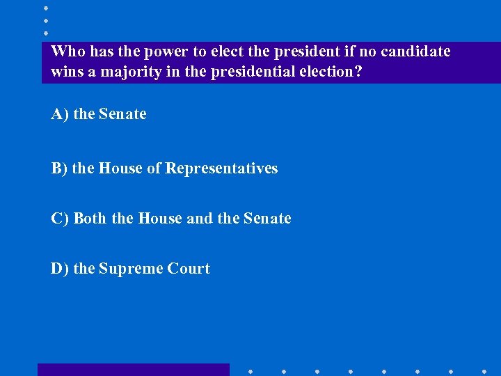 Who has the power to elect the president if no candidate wins a majority
