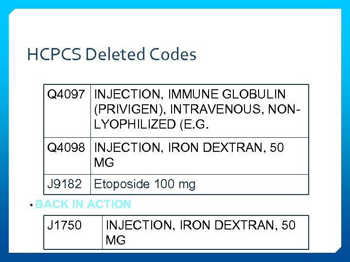HCPCS Deleted Codes Q 4097 INJECTION, IMMUNE GLOBULIN (PRIVIGEN), INTRAVENOUS, NONLYOPHILIZED (E. G. Q