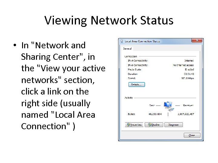 Viewing Network Status • In 