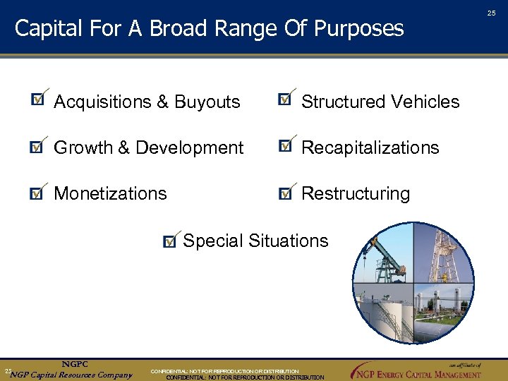 25 Capital For A Broad Range Of Purposes Acquisitions & Buyouts Structured Vehicles Growth