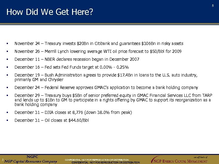 5 How Did We Get Here? § November 24 – Treasury invests $20 Bn