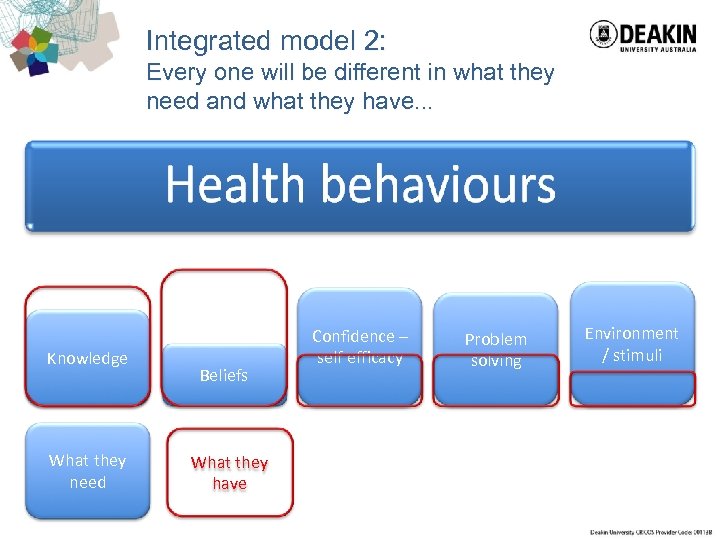 Integrated model 2: Every one will be different in what they need and what