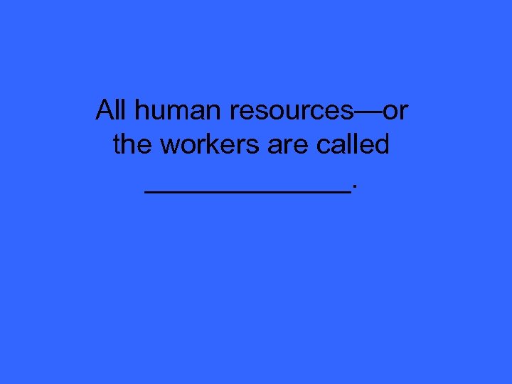 All human resources—or the workers are called _______. 