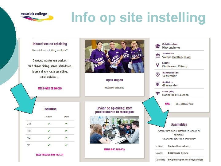 Info op site instelling 