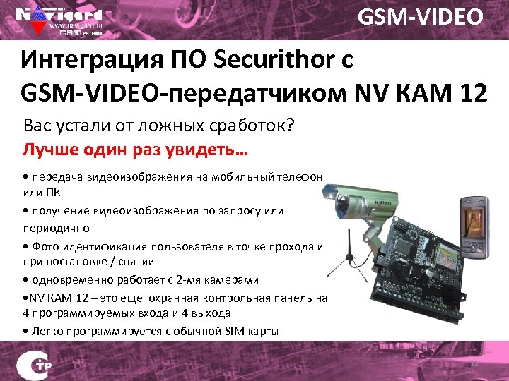 GSM-VIDEO Интеграция ПО Securithor с GSM-VIDEO-передатчиком NV КАМ 12 Вас устали от ложных сработок?
