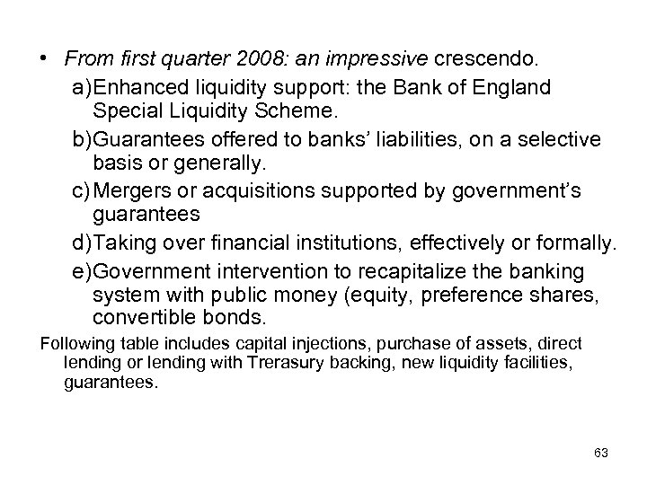  • From first quarter 2008: an impressive crescendo. a)Enhanced liquidity support: the Bank