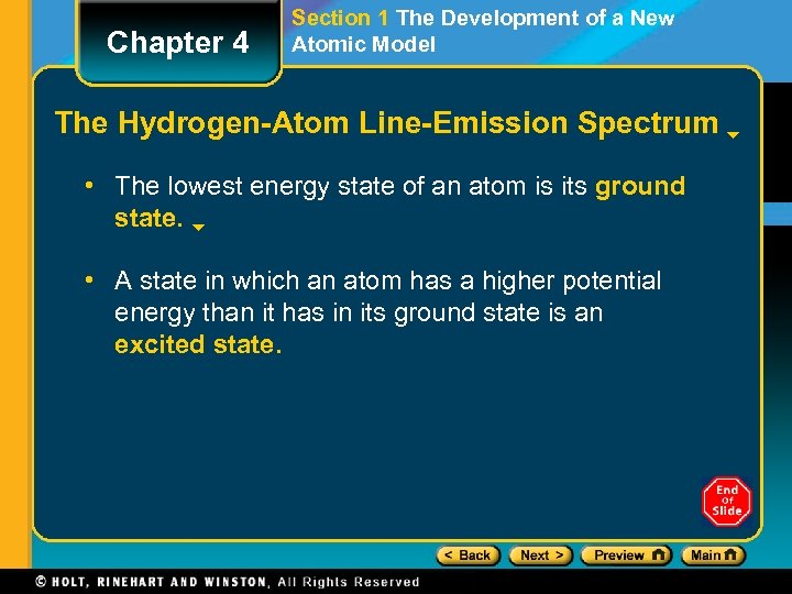Chapter 4 Section 1 The Development of a New Atomic Model The Hydrogen-Atom Line-Emission