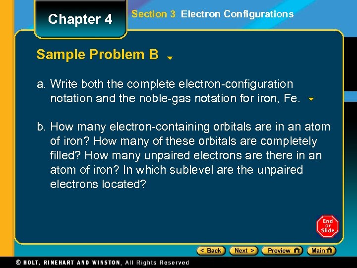 Chapter 4 Section 3 Electron Configurations Sample Problem B a. Write both the complete