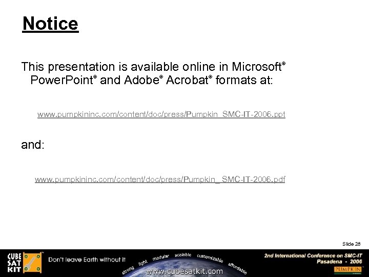 Notice This presentation is available online in Microsoft Power. Point and Adobe Acrobat formats