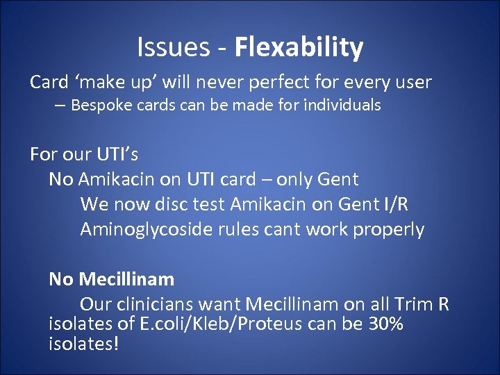 Issues - Flexability Card ‘make up’ will never perfect for every user – Bespoke