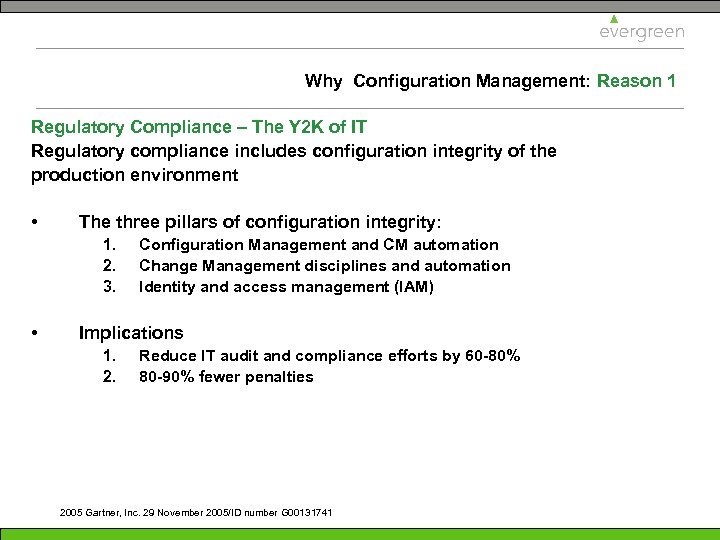 Why Configuration Management: Reason 1 Regulatory Compliance – The Y 2 K of IT