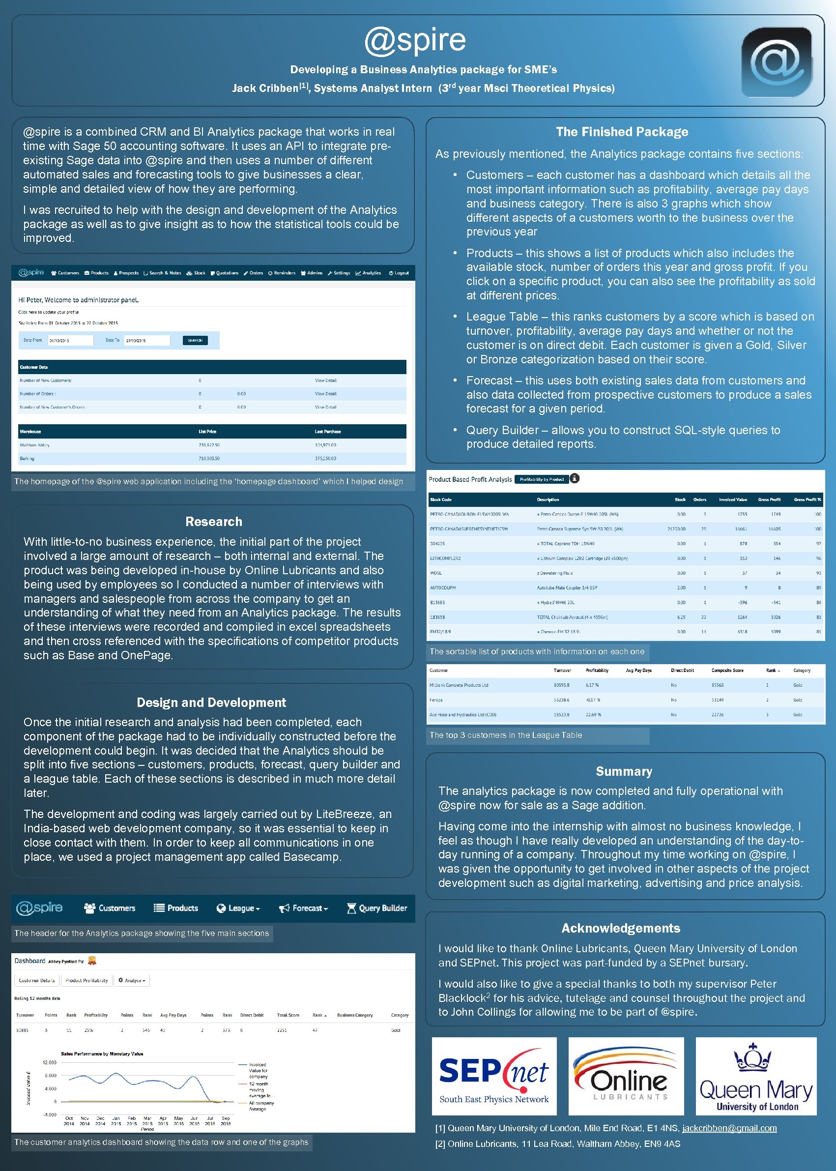 @spire Developing a Business Analytics package for SME’s Jack Cribben[1], Systems Analyst Intern (3