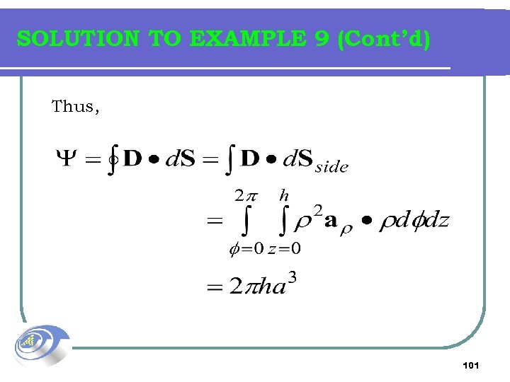 SOLUTION TO EXAMPLE 9 (Cont’d) Thus, 101 