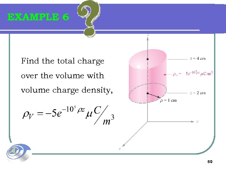 EXAMPLE 6 Find the total charge over the volume with volume charge density, 60