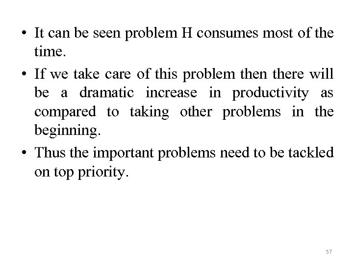  • It can be seen problem H consumes most of the time. •