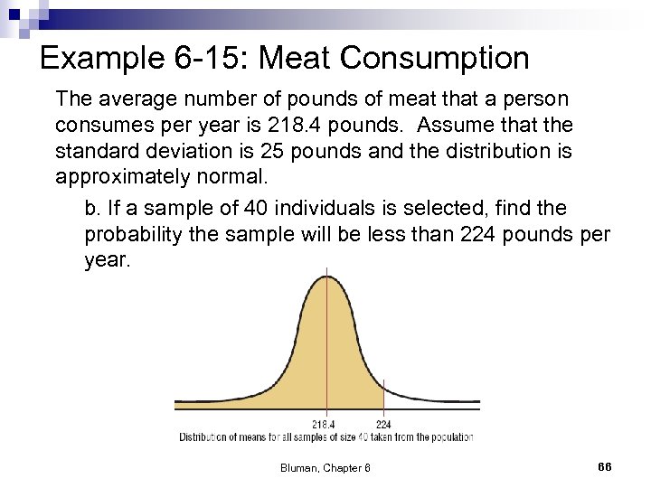 Example 6 -15: Meat Consumption The average number of pounds of meat that a