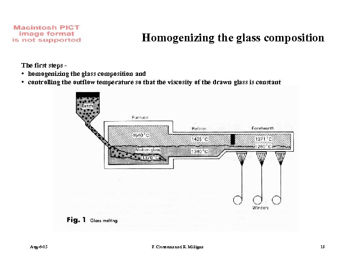 Homogenizing the glass composition The first steps - • homogenizing the glass composition and