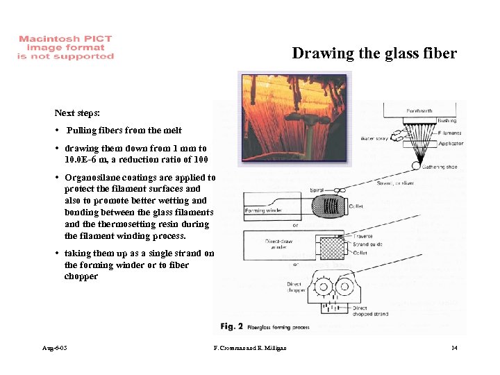 Drawing the glass fiber Next steps: • Pulling fibers from the melt • drawing