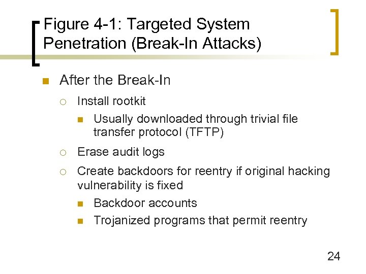 Figure 4 -1: Targeted System Penetration (Break-In Attacks) n After the Break-In ¡ Install