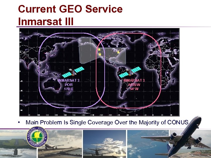 Current GEO Service Inmarsat III INMARSAT 3 POR 178°E INMARSAT 3 AOR/W 54°W •