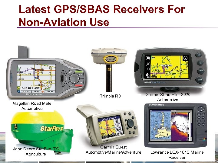 Latest GPS/SBAS Receivers For Non-Aviation Use Trimble R 8 Magellan Road Mate Automotive John