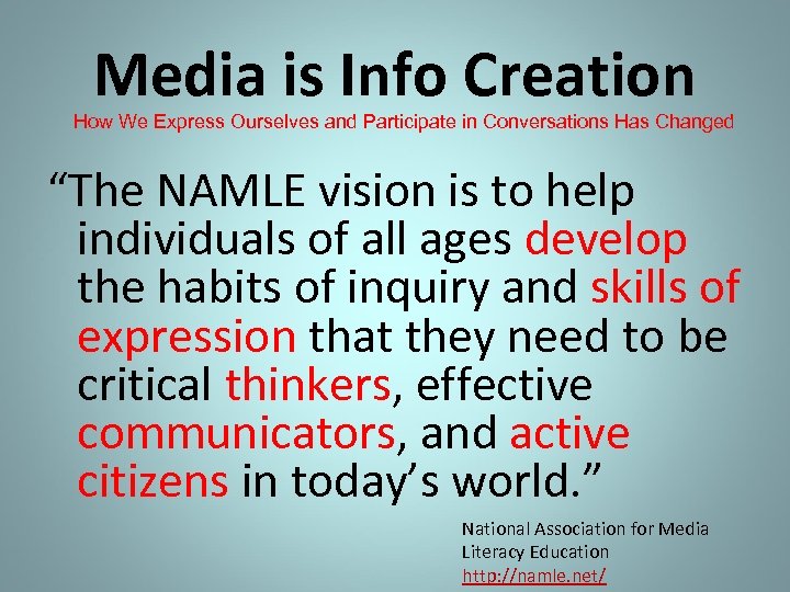 Media is Info Creation How We Express Ourselves and Participate in Conversations Has Changed