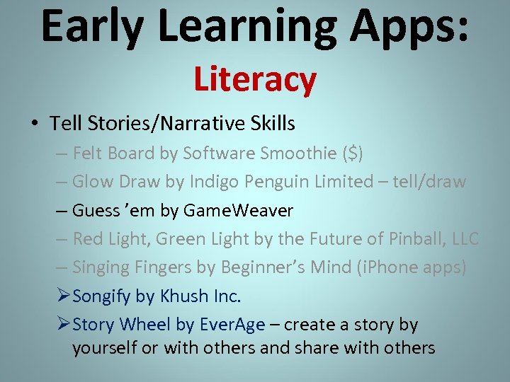 Early Learning Apps: Literacy • Tell Stories/Narrative Skills – Felt Board by Software Smoothie