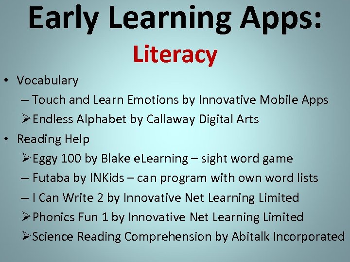 Early Learning Apps: Literacy • Vocabulary – Touch and Learn Emotions by Innovative Mobile