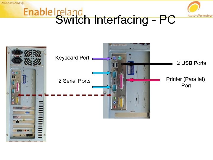 Switch Interfacing - PC Keyboard Port 2 Serial Ports 2 USB Ports Printer (Parallel)