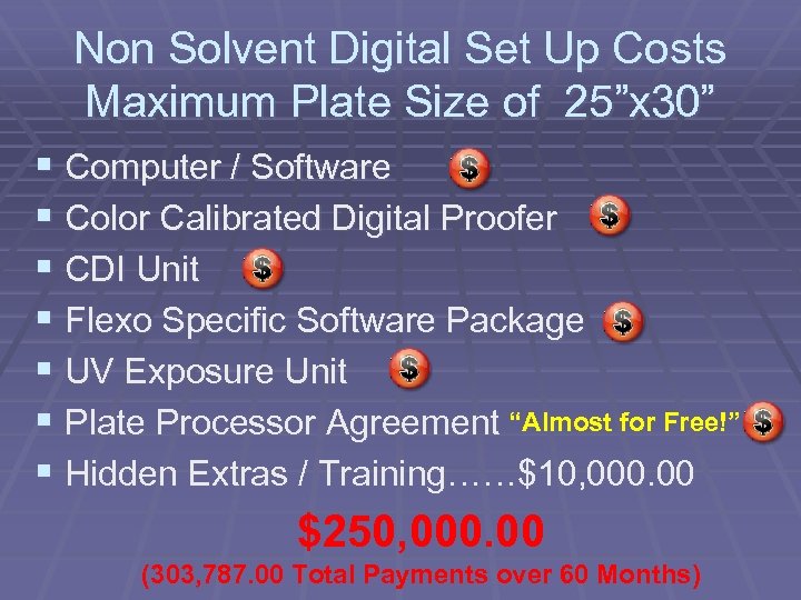 Non Solvent Digital Set Up Costs Maximum Plate Size of 25”x 30” § Computer