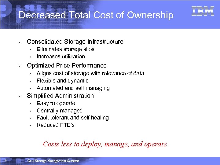 Decreased Total Cost of Ownership • Consolidated Storage Infrastructure • • • Optimized Price