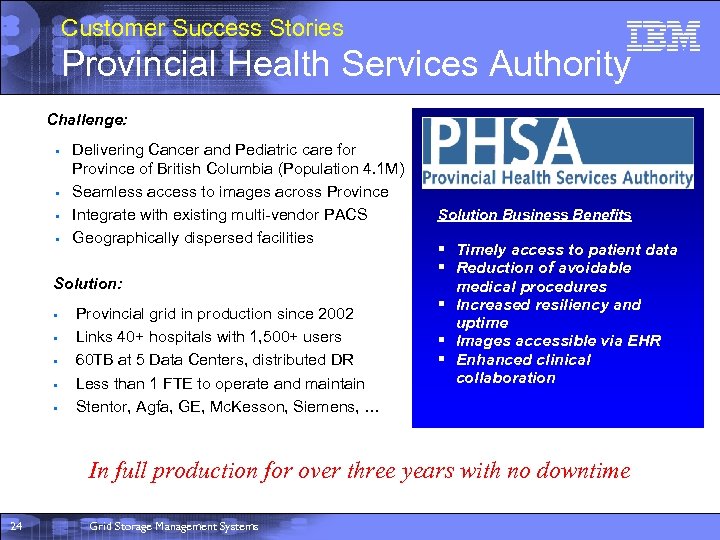 Customer Success Stories Provincial Health Services Authority Challenge: § § Delivering Cancer and Pediatric