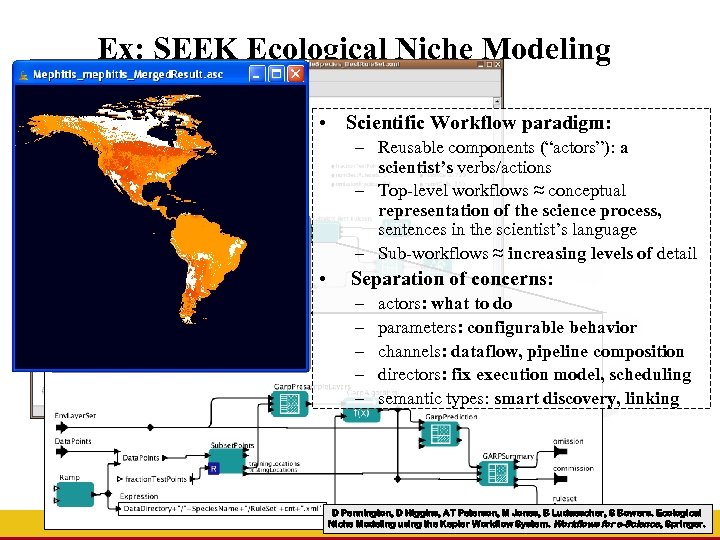 Ex: SEEK Ecological Niche Modeling Pipeline • Scientific Workflow paradigm: – Reusable components (“actors”):