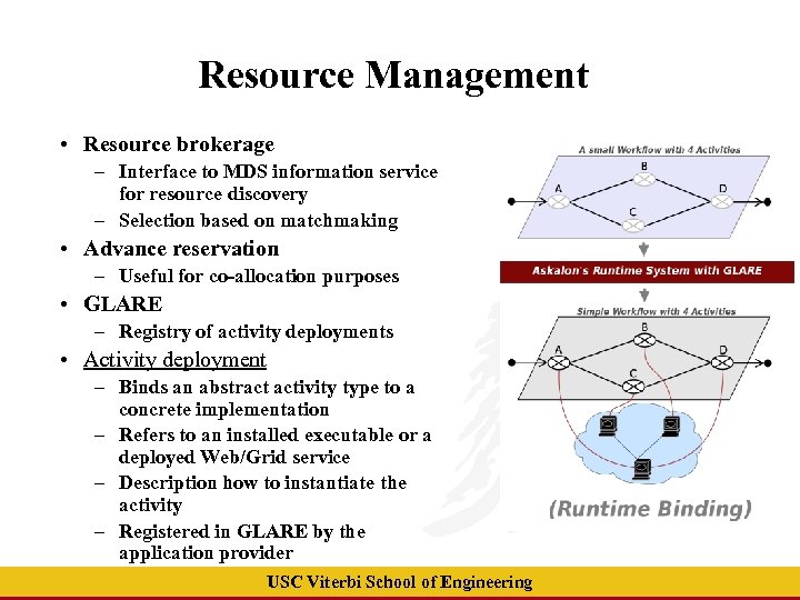 Resource Management • Resource brokerage – Interface to MDS information service for resource discovery