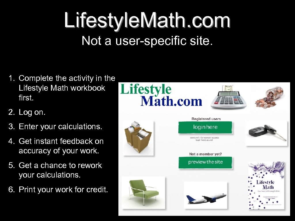 Lifestyle. Math. com Not a user-specific site. 1. Complete the activity in the Lifestyle