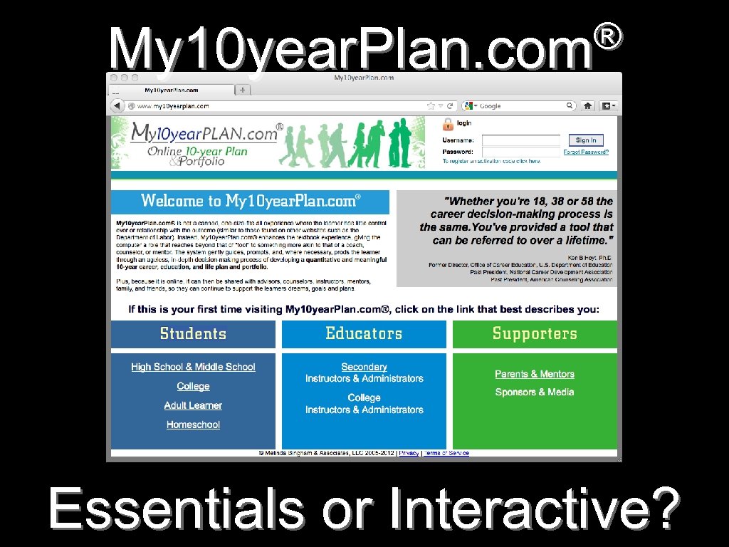 ® My 10 year. Plan. com Essentials or Interactive? 