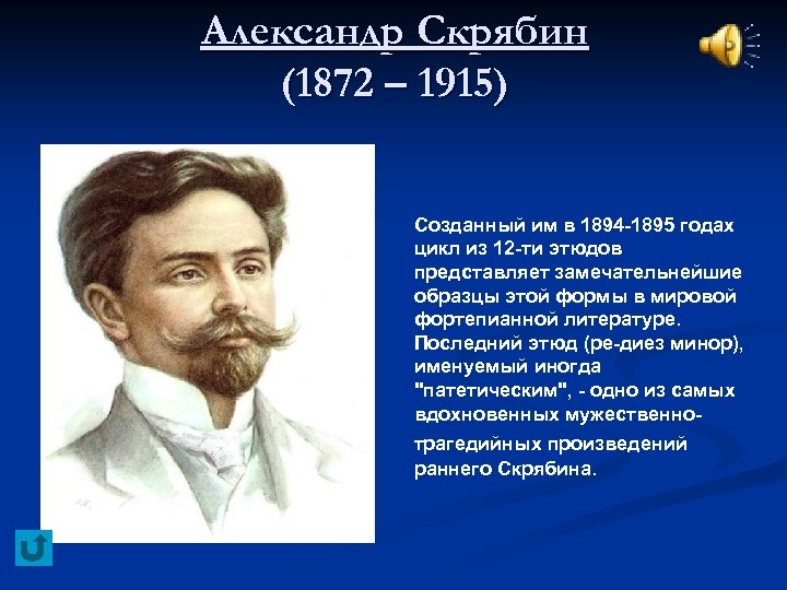 Александр Скрябин (1872 – 1915) Созданный им в 1894 -1895 годах цикл из 12