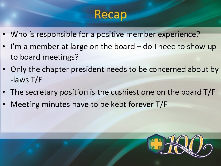 Recap • Who is responsible for a positive member experience? • I’m a member