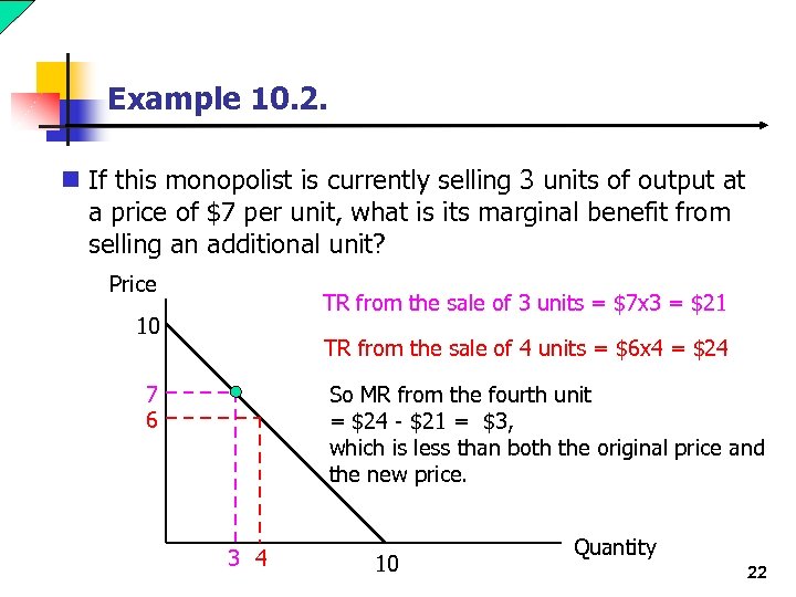 Example 10. 2. n If this monopolist is currently selling 3 units of output