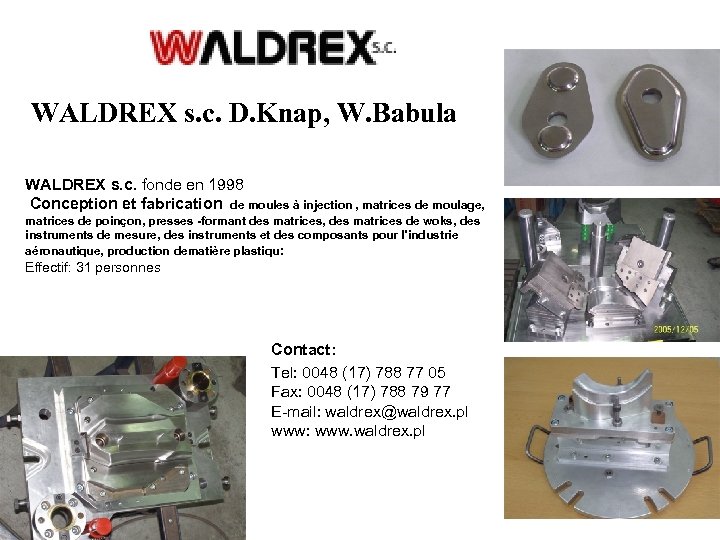WALDREX s. c. D. Knap, W. Babula WALDREX s. c. fonde en 1998 Conception