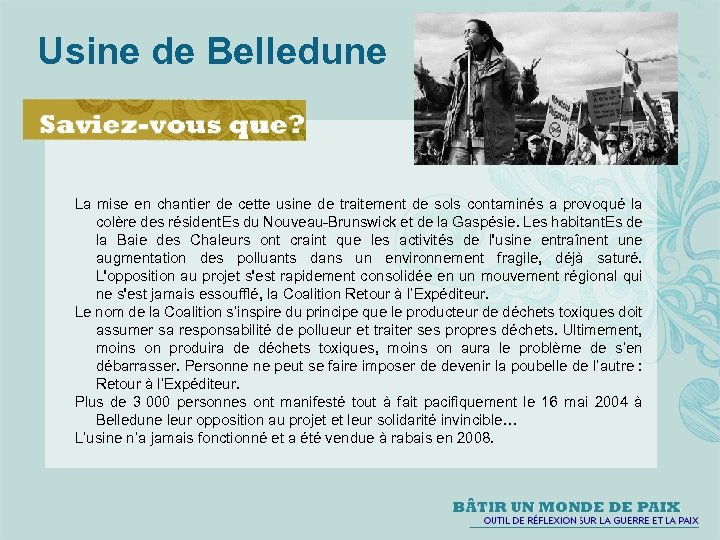 Usine de Belledune La mise en chantier de cette usine de traitement de sols