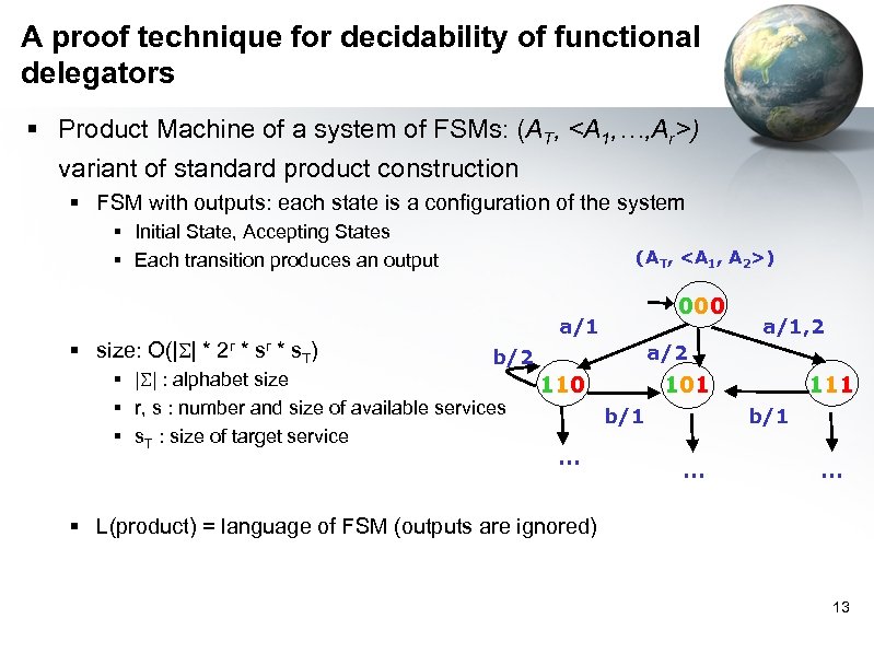 A proof technique for decidability of functional delegators § Product Machine of a system